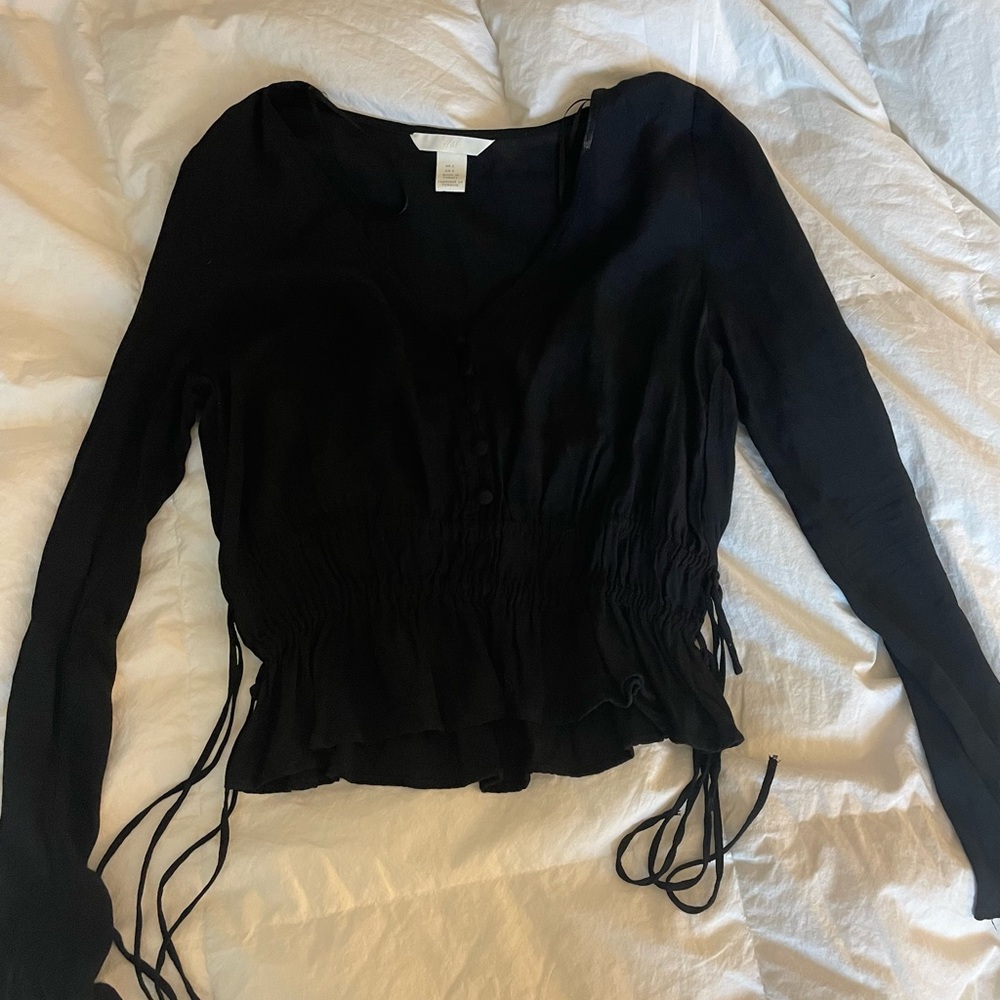 Black H&M black blouse crop top